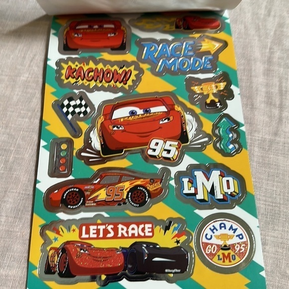 Cars the Movie Lightning McQueen Kachow Stickers HUGE GLITTER STICKERS NEW - Picture 5 of 15
